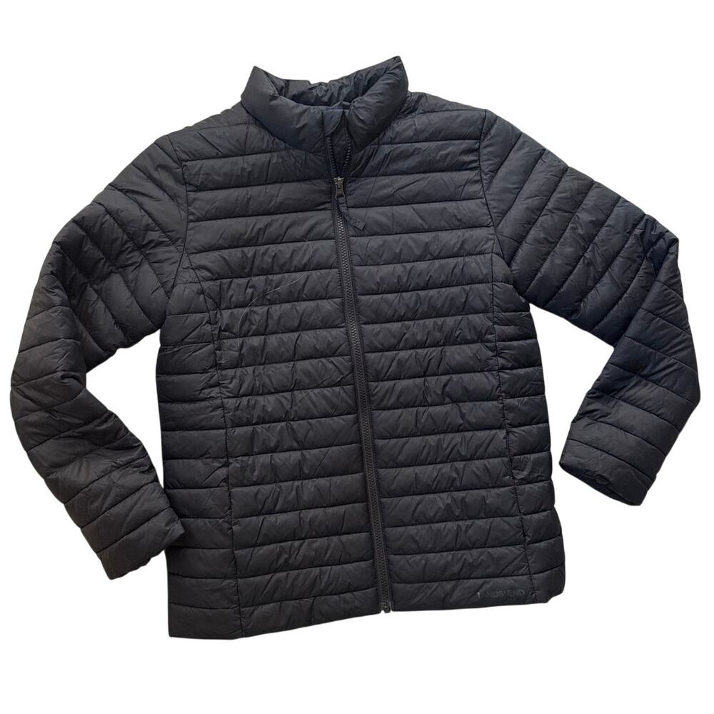 Lands' End Kids Black Puffer Jacket Size XL 14 - 16H